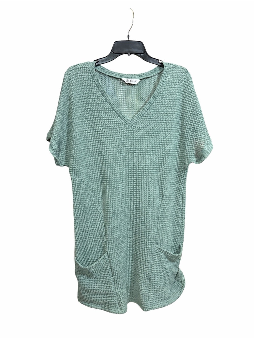 CUPSHE  Mint Green Waffle-Knit V-Neck Swim Cover-Up (Size:M)